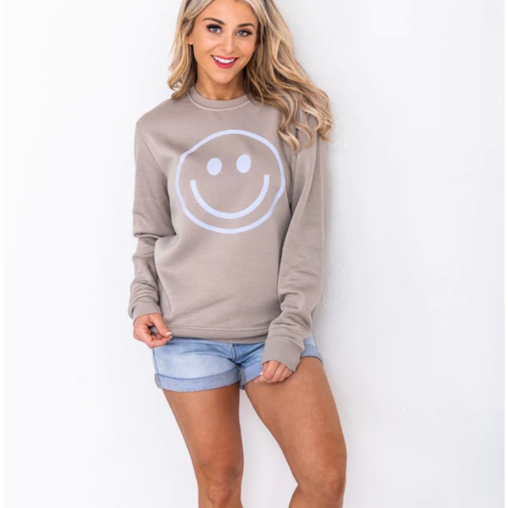 Like New Pink Lily Smile Face Sweatshirt